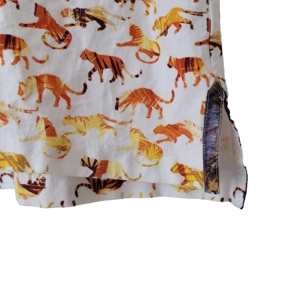 Maceoo Cotton Button-Down Polo Tiger Print White Orange - Picture 6 of 8
